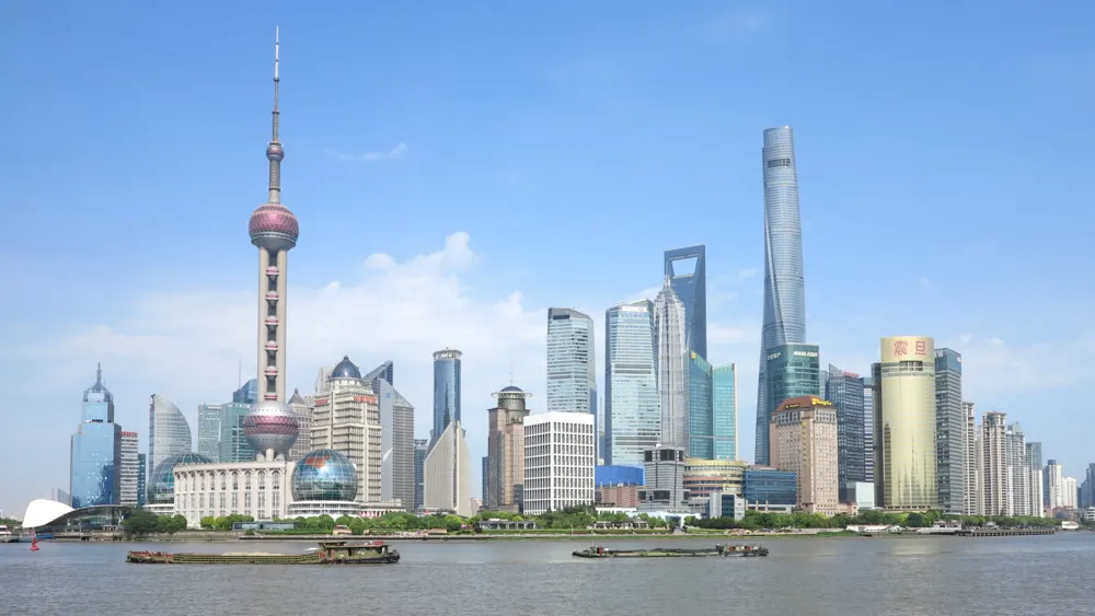 The Shanghai skyline across the Huangpu River from the Bund